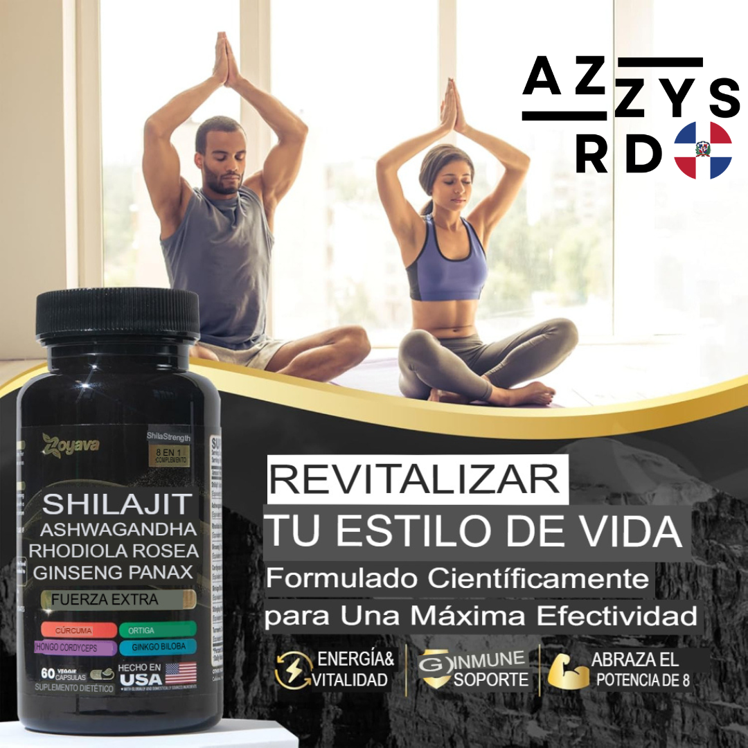 🌿 UltraShilajit™ 8 en 1 – Fórmula Premium 💊 60 Cápsulas | 100% Puro, Natural y Orgánico 🌍 Con Shilajit + Ashwagandha + Rhodiola Rosea + Panax Ginseng y más