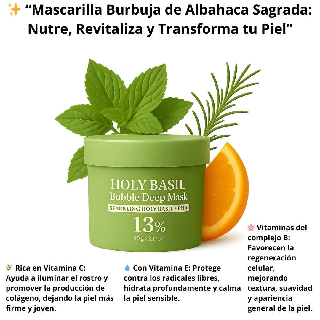 Set Pureza Divina™ | Mascarilla Burbuja de Albahaca Sagrada + cuchara Natural