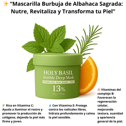 Set Pureza Divina™ | Mascarilla Burbuja de Albahaca Sagrada + cuchara Natural