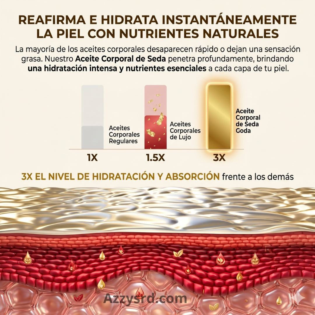 ✨ GODA Aceite Corporal de Seda™ | Reafirma, Ilumina e Hidrata Intensamente la Piel ✨ 🌸 Fórmula Antiedad de Lujo que Ayuda a Mejorar la Elasticidad, Suavizar la Apariencia de la Piel y Dejar un Acabado Sedoso y Radiante.