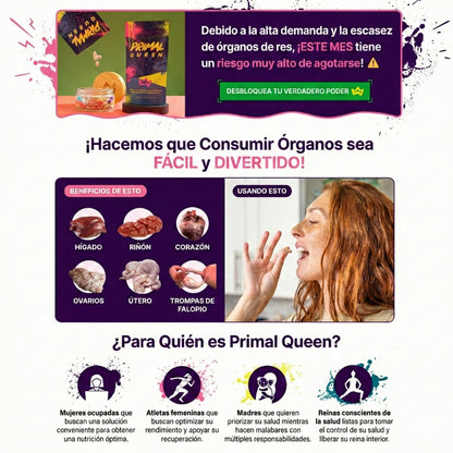 Primal Queen™ –Apoya el equilibrio hormonal femenino  Aumenta energía y resistencia natural  Favorece piel, cabello y uñas – Fuerza, Vitalidad y Balance Femenino en su Forma Más Pura