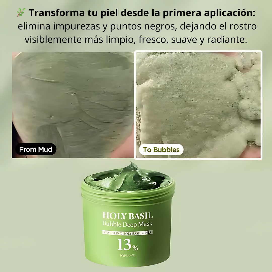 Set Pureza Divina™ | Mascarilla Burbuja de Albahaca Sagrada + cuchara Natural