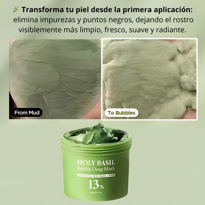 Set Pureza Divina™ | Mascarilla Burbuja de Albahaca Sagrada + cuchara Natural