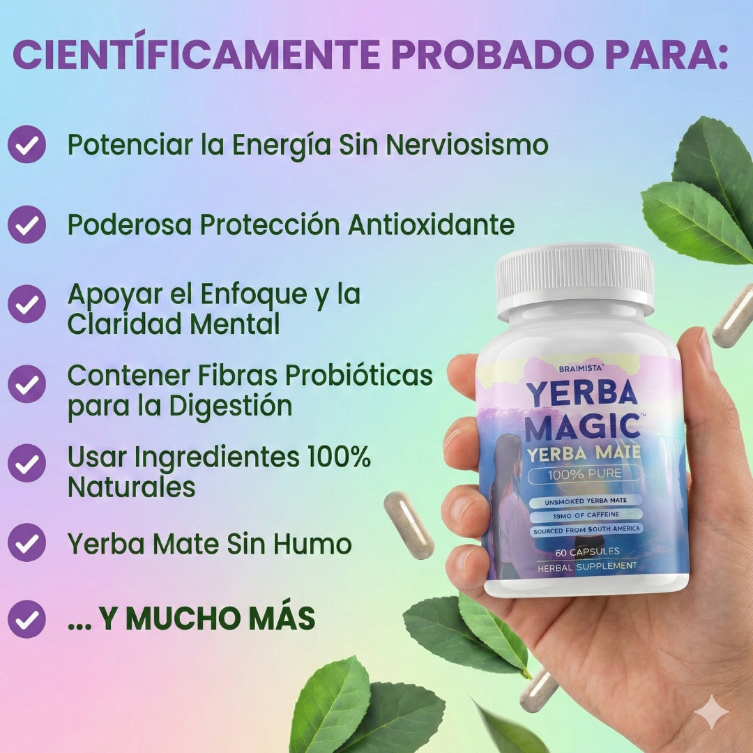 🌿 Yerba Magic™ Energía natural y claridad mental para tu día a día 60 Cápsulas | Yerba Mate Premium