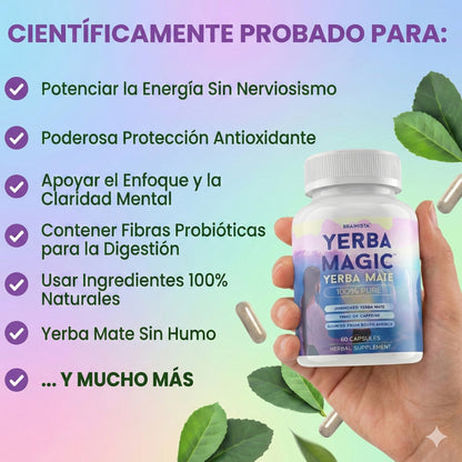🌿 Yerba Magic™ Energía natural y claridad mental para tu día a día 60 Cápsulas | Yerba Mate Premium