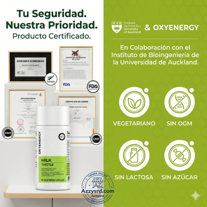 🌿 OxyEnergy™ Cardo Mariano con Silimarina 300mg 💚✨ Detox y Reparación Hepática Avanzada 🍃 Apoyo al Hígado, Colon y Digestión • Con Vitamina C, Inositol y Pueraria • Potente Acción Antioxidante 🛡️ • 90 Cápsulas Vegetarianas 💊