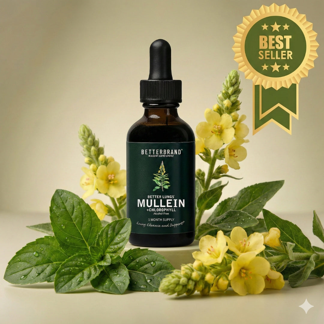 🌿 Gotas de Gordolobo Betterbrand 100% ORIGINAL 🫁💧 Desintoxicación Pulmonar & Salud Respiratoria 🌬️✨ Tintura herbal con clorofila • Sin alcohol • Fórmula natural • 60 ml (1 mes)
