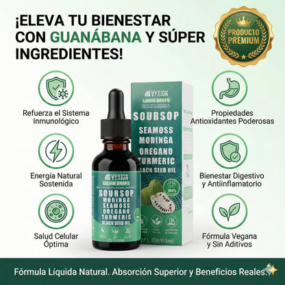 ELIXIR SOURSOP PREMIUM™ 🍃 Gotas de Guanábana 10-en-1 ✨ Vitalidad, equilibrio y bienestar integral
