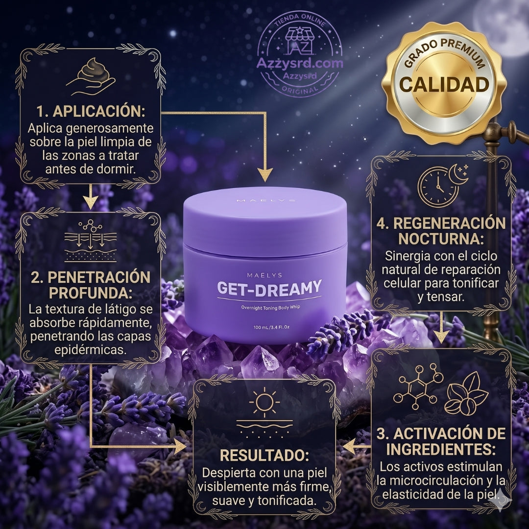 ✨🌙 MAËLYS CREMA GET-DREAMY 🍑💖 💎 Reduce la apariencia de la celulitis, reafirma tu piel e hidrata profundamente durante la noche ✨🛌🌸
