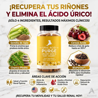 PURGE URIC ACID - DEPURACIÓN AVANZADA PARA EL ÁCIDO ÚRICO, RIÑONES Y ARTICULACIONES ( 60 CAPSULAS )