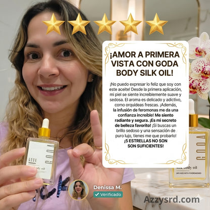 ✨ GODA Aceite Corporal de Seda™ | Reafirma, Ilumina e Hidrata Intensamente la Piel ✨ 🌸 Fórmula Antiedad de Lujo que Ayuda a Mejorar la Elasticidad, Suavizar la Apariencia de la Piel y Dejar un Acabado Sedoso y Radiante.