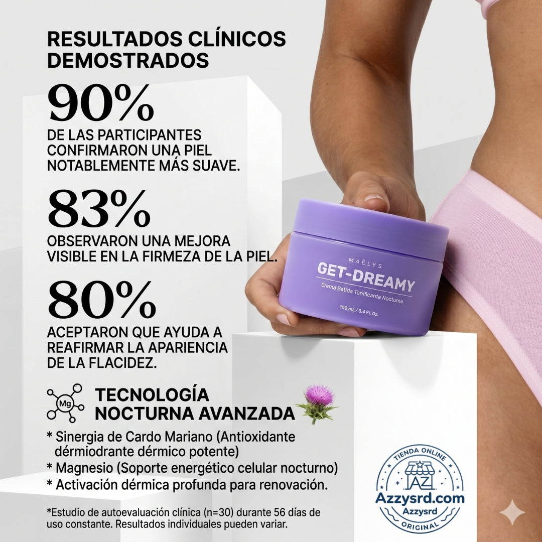 ✨🌙 MAËLYS CREMA GET-DREAMY 🍑💖 💎 Reduce la apariencia de la celulitis, reafirma tu piel e hidrata profundamente durante la noche ✨🛌🌸