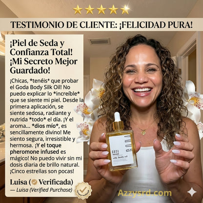 ✨ GODA Aceite Corporal de Seda™ | Reafirma, Ilumina e Hidrata Intensamente la Piel ✨ 🌸 Fórmula Antiedad de Lujo que Ayuda a Mejorar la Elasticidad, Suavizar la Apariencia de la Piel y Dejar un Acabado Sedoso y Radiante.