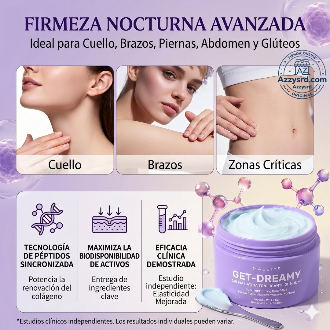 ✨🌙 MAËLYS CREMA GET-DREAMY 🍑💖 💎 Reduce la apariencia de la celulitis, reafirma tu piel e hidrata profundamente durante la noche ✨🛌🌸