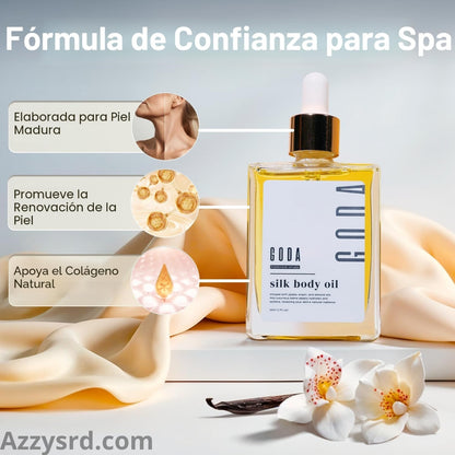 ✨ GODA Aceite Corporal de Seda™ | Reafirma, Ilumina e Hidrata Intensamente la Piel ✨ 🌸 Fórmula Antiedad de Lujo que Ayuda a Mejorar la Elasticidad, Suavizar la Apariencia de la Piel y Dejar un Acabado Sedoso y Radiante.
