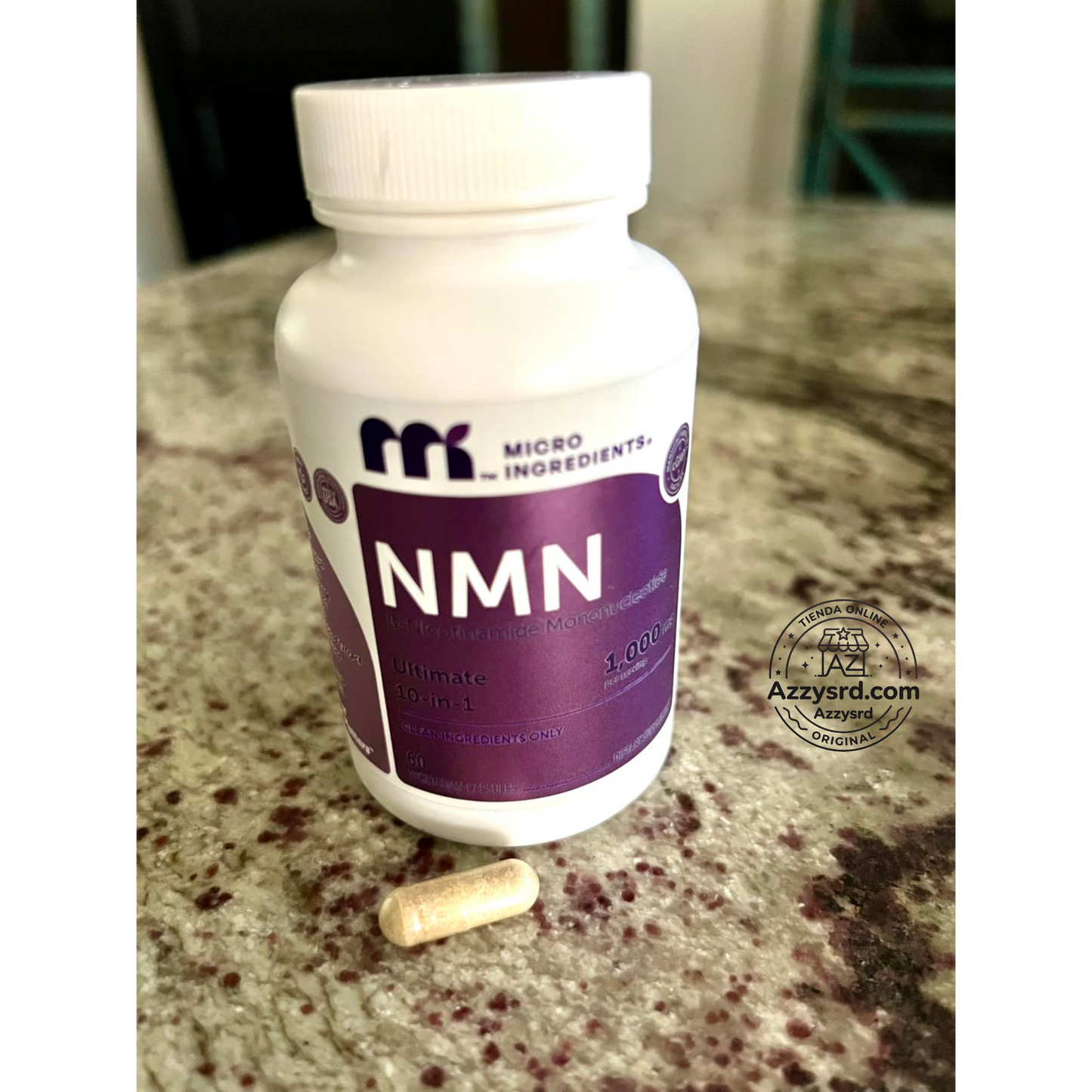 🧬Complejo NMN 10 en 1 de 1000 mg (60 Cápsulas) | Con Mononucleótido de Nicotinamida, Resveratrol, CoQ10, Quercetina y Glutatión | Potente Precursor para Energía Celular y Antienvejecimiento🌿