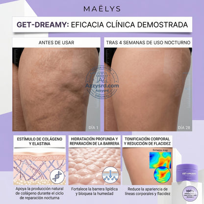 ✨🌙 MAËLYS CREMA GET-DREAMY 🍑💖 💎 Reduce la apariencia de la celulitis, reafirma tu piel e hidrata profundamente durante la noche ✨🛌🌸