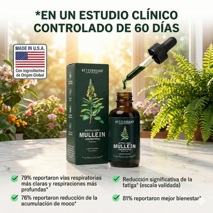 🌿 Gotas de Gordolobo Betterbrand 100% ORIGINAL 🫁💧 Desintoxicación Pulmonar & Salud Respiratoria 🌬️✨ Tintura herbal con clorofila • Sin alcohol • Fórmula natural • 60 ml (1 mes)