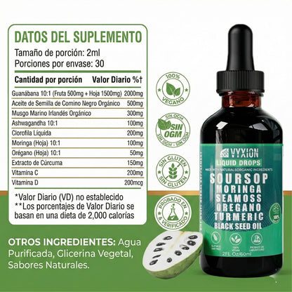 ELIXIR SOURSOP PREMIUM™ 🍃 Gotas de Guanábana 10-en-1 ✨ Vitalidad, equilibrio y bienestar integral