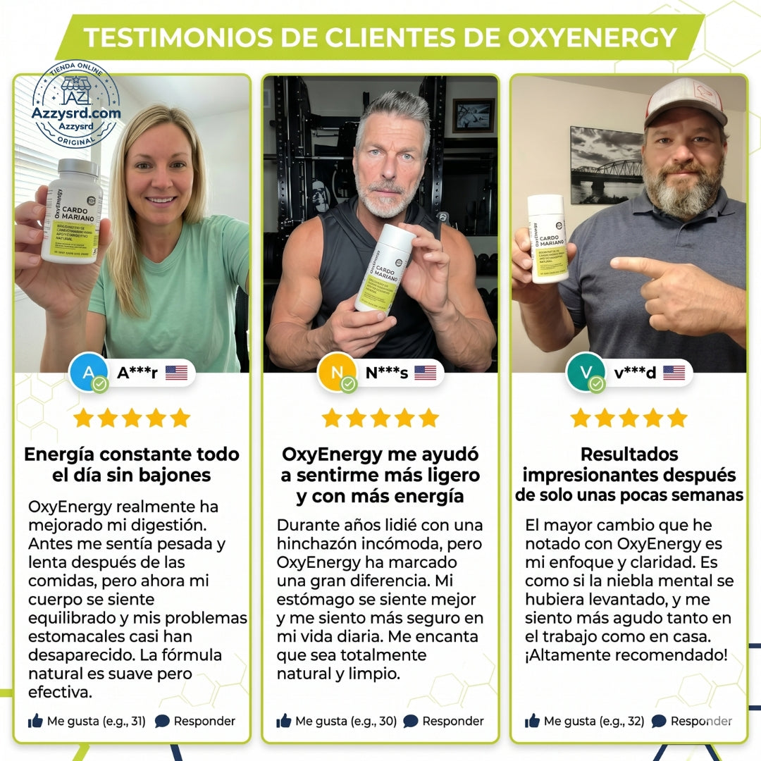🌿 OxyEnergy™ Cardo Mariano con Silimarina 300mg 💚✨ Detox y Reparación Hepática Avanzada 🍃 Apoyo al Hígado, Colon y Digestión • Con Vitamina C, Inositol y Pueraria • Potente Acción Antioxidante 🛡️ • 90 Cápsulas Vegetarianas 💊