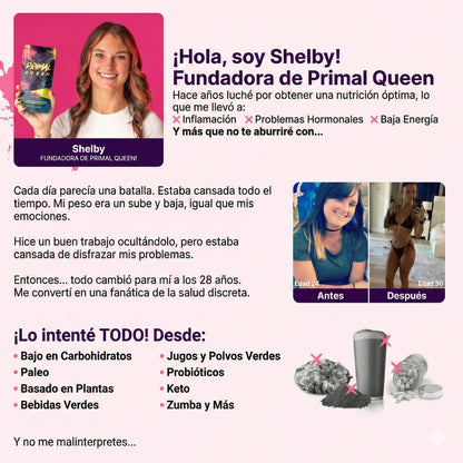 Primal Queen™ –Apoya el equilibrio hormonal femenino  Aumenta energía y resistencia natural  Favorece piel, cabello y uñas – Fuerza, Vitalidad y Balance Femenino en su Forma Más Pura