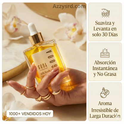 ✨ GODA Aceite Corporal de Seda™ | Reafirma, Ilumina e Hidrata Intensamente la Piel ✨ 🌸 Fórmula Antiedad de Lujo que Ayuda a Mejorar la Elasticidad, Suavizar la Apariencia de la Piel y Dejar un Acabado Sedoso y Radiante.