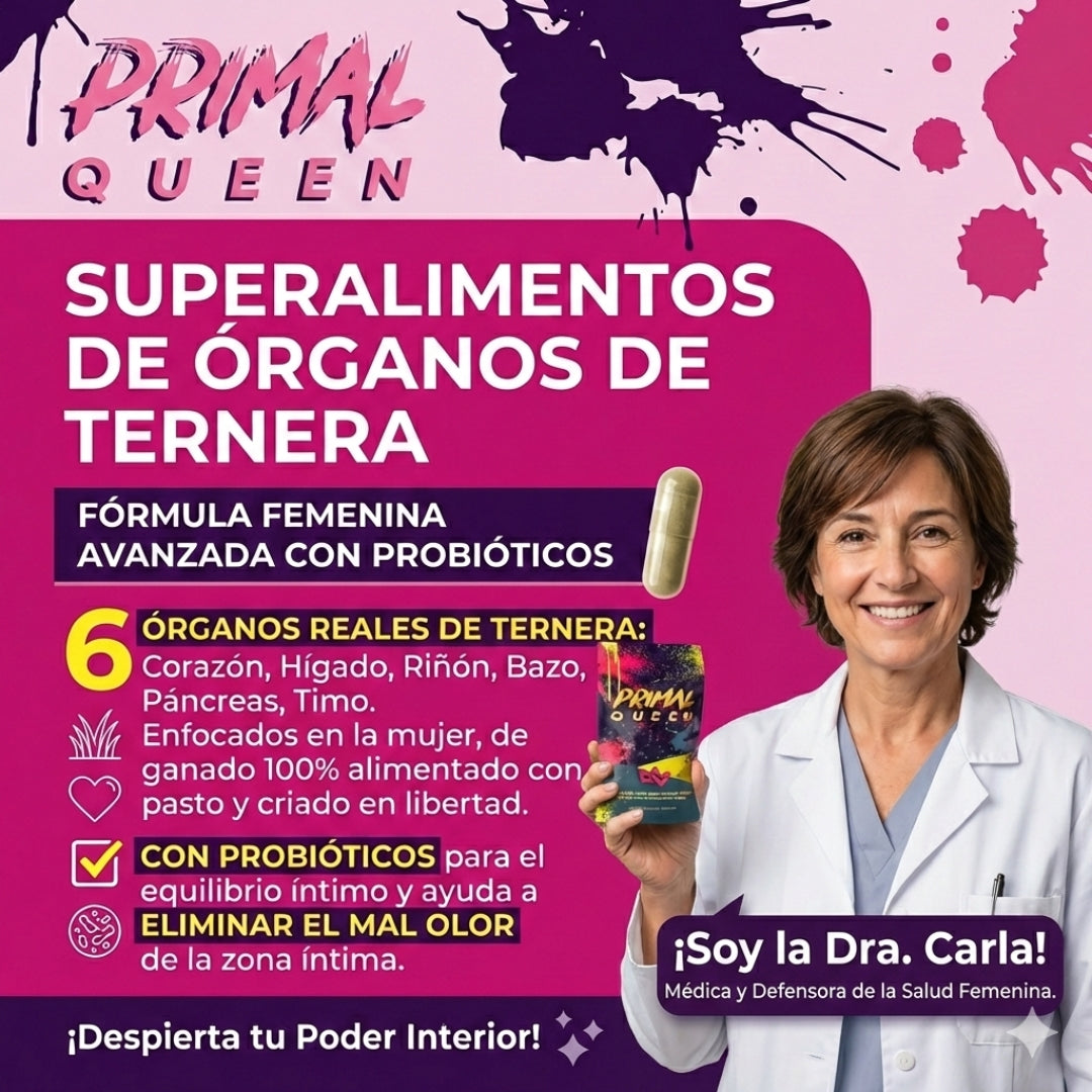 Primal Queen™ –Apoya el equilibrio hormonal femenino  Aumenta energía y resistencia natural  Favorece piel, cabello y uñas – Fuerza, Vitalidad y Balance Femenino en su Forma Más Pura
