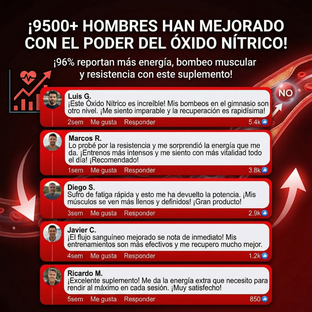 🧬 ÓXIDO NÍTRICO - Suplemento 100% Premium - Circulación avanzada · Energía diaria · Rendimiento masculino 60 Cápsulas
