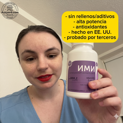 🧬Complejo NMN 10 en 1 de 1000 mg (60 Cápsulas) | Con Mononucleótido de Nicotinamida, Resveratrol, CoQ10, Quercetina y Glutatión | Potente Precursor para Energía Celular y Antienvejecimiento🌿