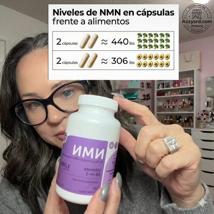 🧬Complejo NMN 10 en 1 de 1000 mg (60 Cápsulas) | Con Mononucleótido de Nicotinamida, Resveratrol, CoQ10, Quercetina y Glutatión | Potente Precursor para Energía Celular y Antienvejecimiento🌿