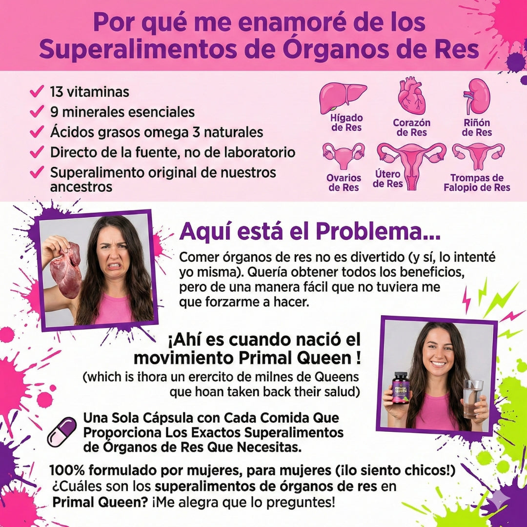Primal Queen™ –Apoya el equilibrio hormonal femenino  Aumenta energía y resistencia natural  Favorece piel, cabello y uñas – Fuerza, Vitalidad y Balance Femenino en su Forma Más Pura