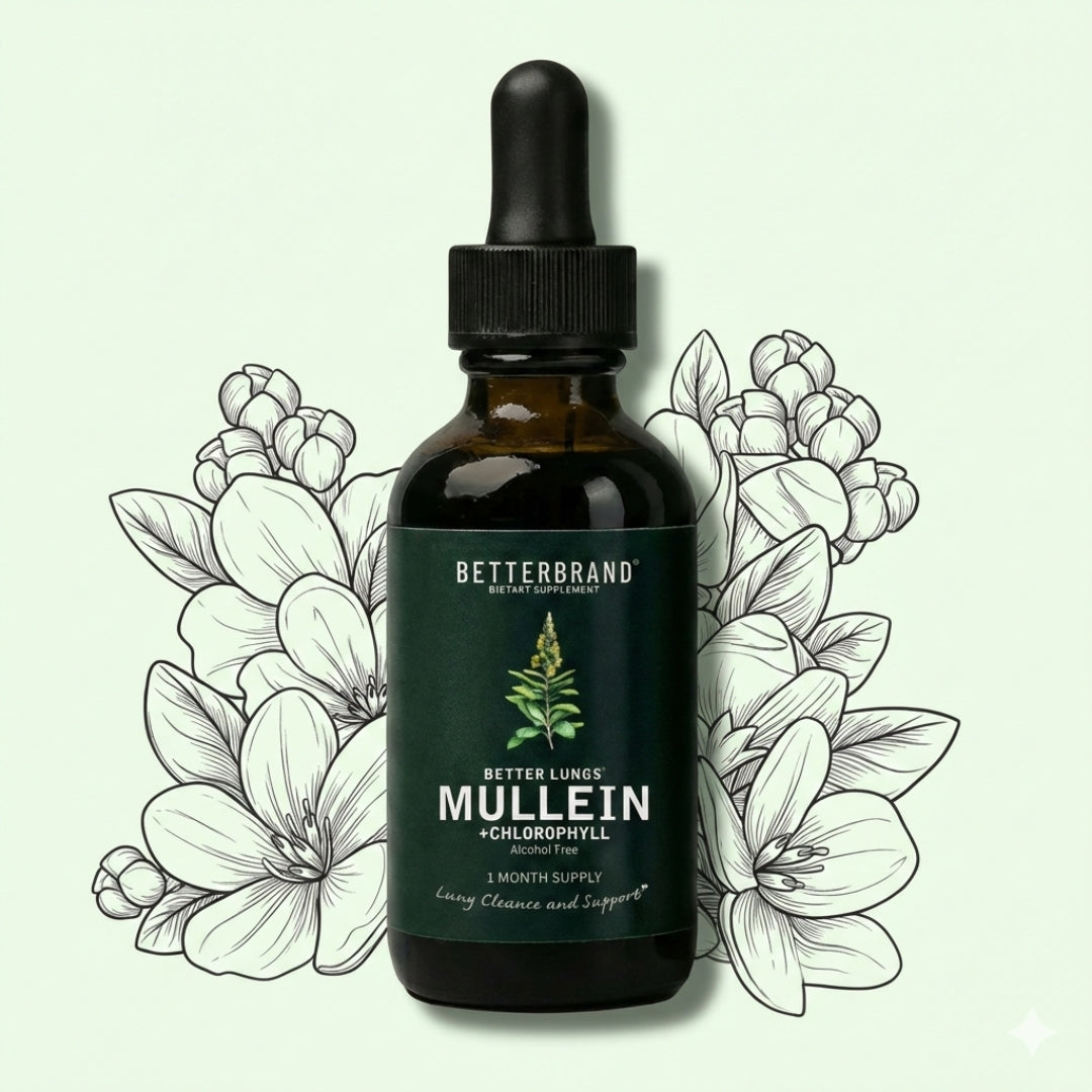 🌿 Gotas de Gordolobo Betterbrand 100% ORIGINAL 🫁💧 Desintoxicación Pulmonar & Salud Respiratoria 🌬️✨ Tintura herbal con clorofila • Sin alcohol • Fórmula natural • 60 ml (1 mes)