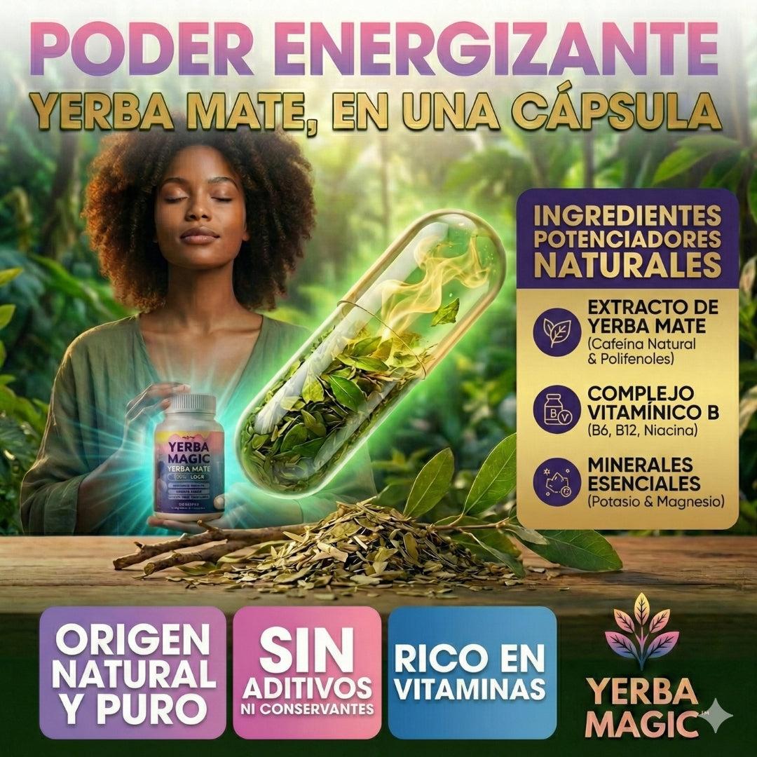🌿 Yerba Magic™ Energía natural y claridad mental para tu día a día 60 Cápsulas | Yerba Mate Premium