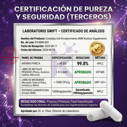 🧬Complejo NMN 10 en 1 de 1000 mg (60 Cápsulas) | Con Mononucleótido de Nicotinamida, Resveratrol, CoQ10, Quercetina y Glutatión | Potente Precursor para Energía Celular y Antienvejecimiento🌿