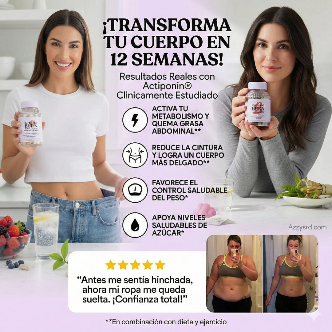 💎 Lemme Burn™ | Versión Unisex 💪🔥  Línea Kardashian ✨ – 60 Cápsulas ⚡ Activa el metabolismo · 🔥 Más energía · 💥 Quema grasa inteligente ✨ Mejor versión de ti