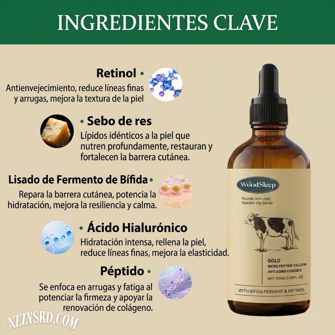 👑 Woodsleep™ Golden Micro-Peptide Serum✨ Suero Facial Avanzado con Micropéptidos Dorados para una Piel Más Firme, Radiante y de Apariencia Renovada