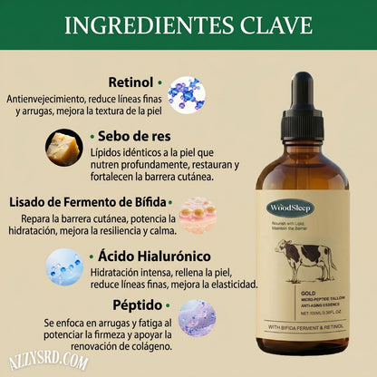 👑 Woodsleep™ Golden Micro-Peptide Serum✨ Suero Facial Avanzado con Micropéptidos Dorados para una Piel Más Firme, Radiante y de Apariencia Renovada