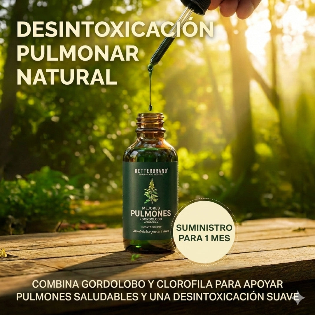 🌿 Gotas de Gordolobo Betterbrand 100% ORIGINAL 🫁💧 Desintoxicación Pulmonar & Salud Respiratoria 🌬️✨ Tintura herbal con clorofila • Sin alcohol • Fórmula natural • 60 ml (1 mes)