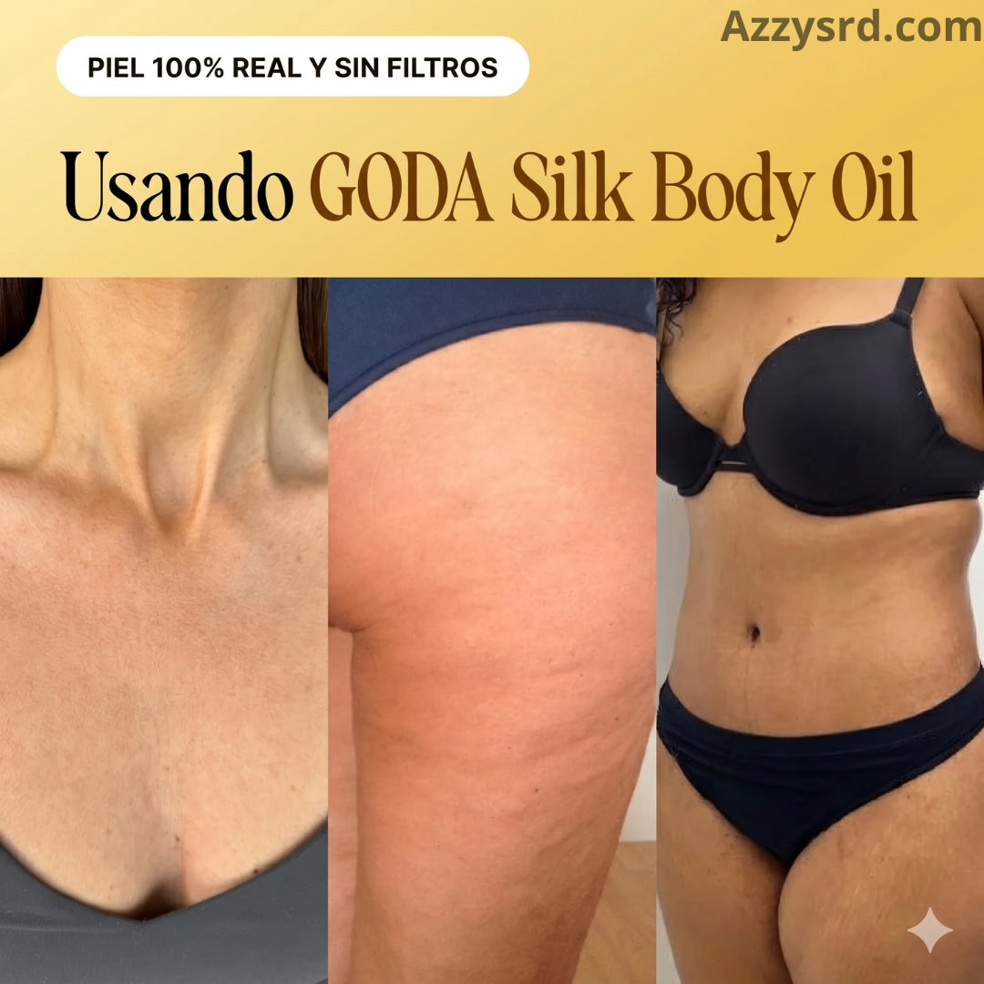 ✨ GODA Aceite Corporal de Seda™ | Reafirma, Ilumina e Hidrata Intensamente la Piel ✨ 🌸 Fórmula Antiedad de Lujo que Ayuda a Mejorar la Elasticidad, Suavizar la Apariencia de la Piel y Dejar un Acabado Sedoso y Radiante.