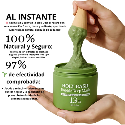 Set Pureza Divina™ | Mascarilla Burbuja de Albahaca Sagrada + cuchara Natural