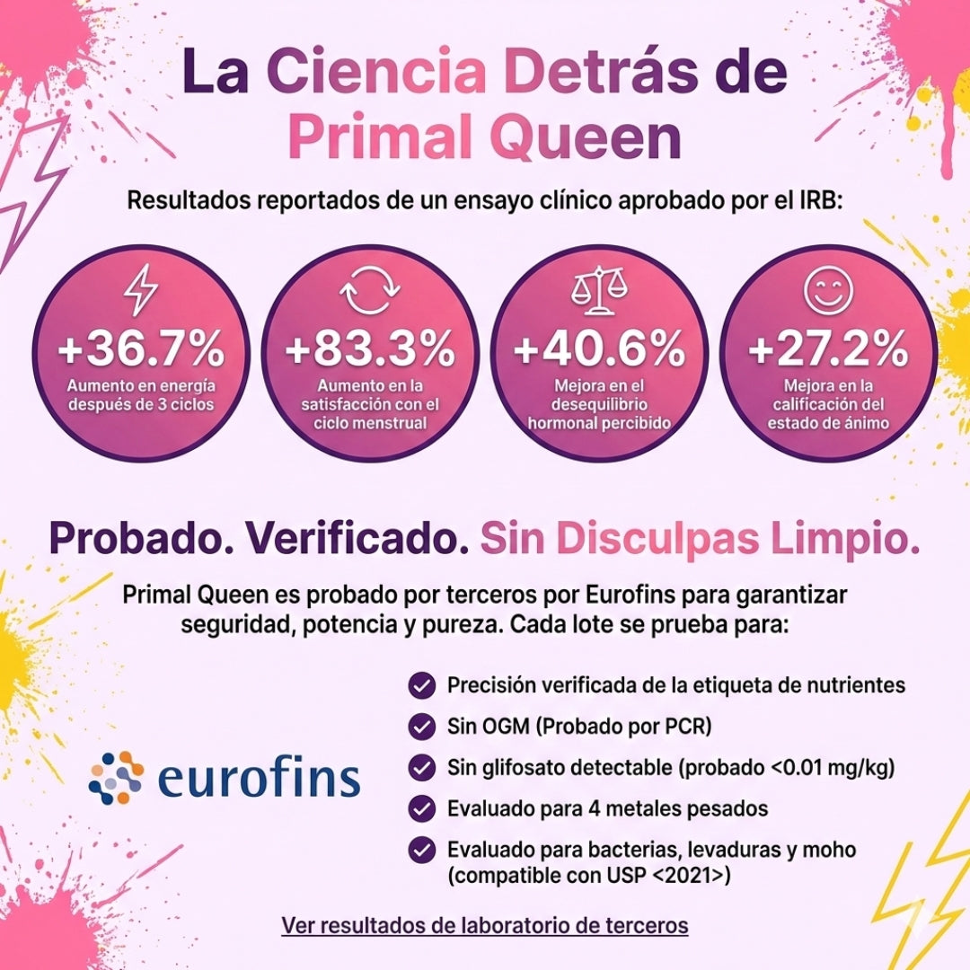 Primal Queen™ –Apoya el equilibrio hormonal femenino  Aumenta energía y resistencia natural  Favorece piel, cabello y uñas – Fuerza, Vitalidad y Balance Femenino en su Forma Más Pura