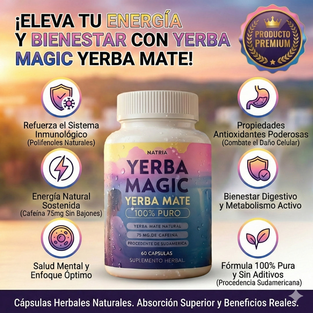 🌿 Yerba Magic™ Energía natural y claridad mental para tu día a día 60 Cápsulas | Yerba Mate Premium