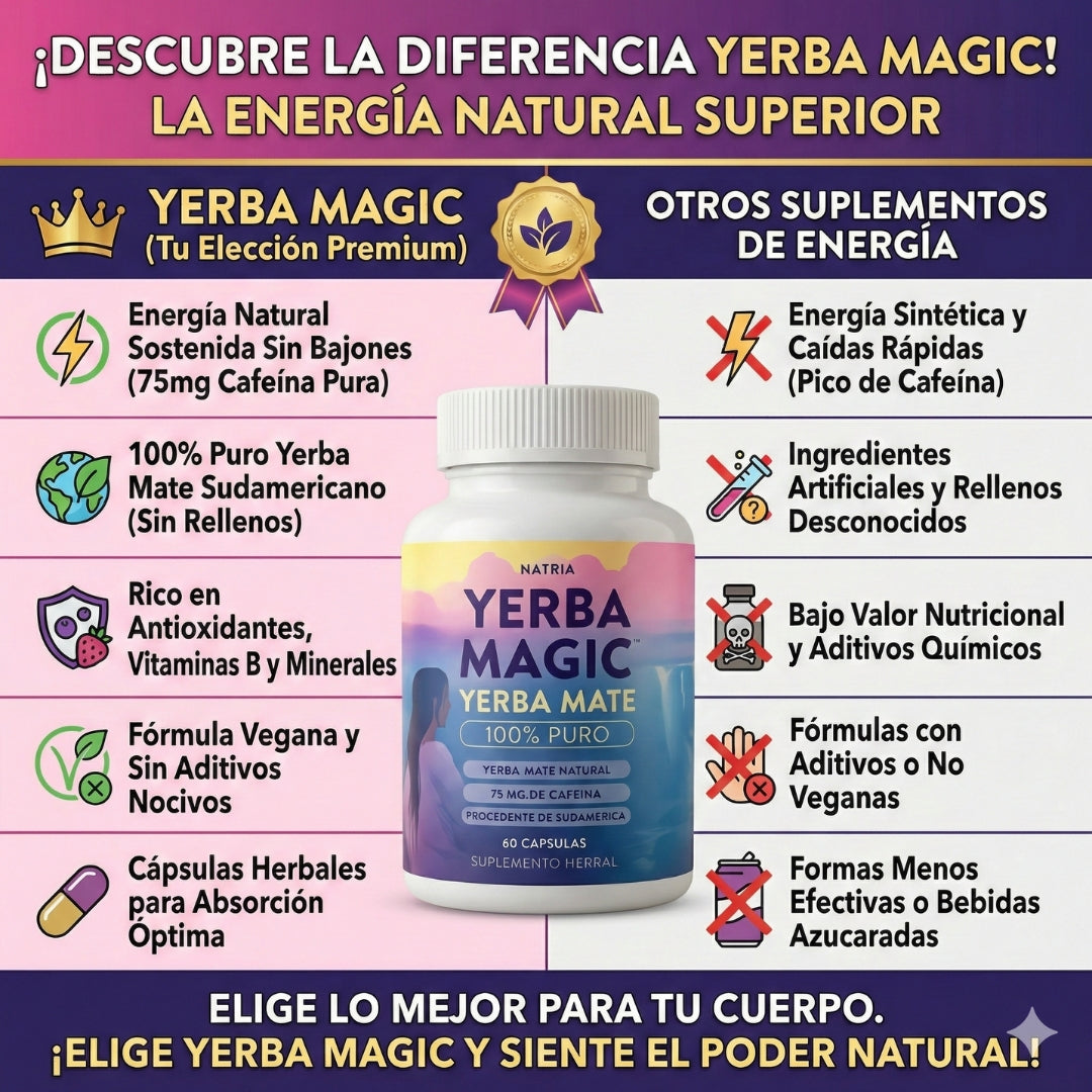 🌿 Yerba Magic™ Energía natural y claridad mental para tu día a día 60 Cápsulas | Yerba Mate Premium