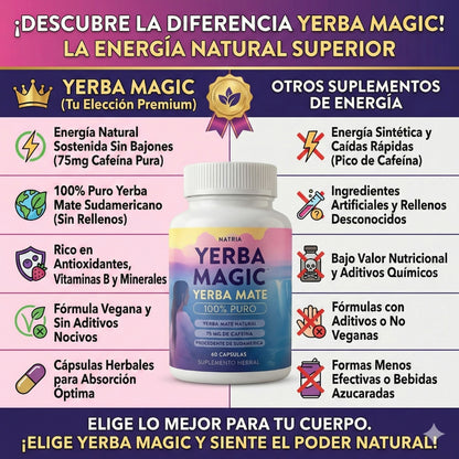 🌿 Yerba Magic™ Energía natural y claridad mental para tu día a día 60 Cápsulas | Yerba Mate Premium