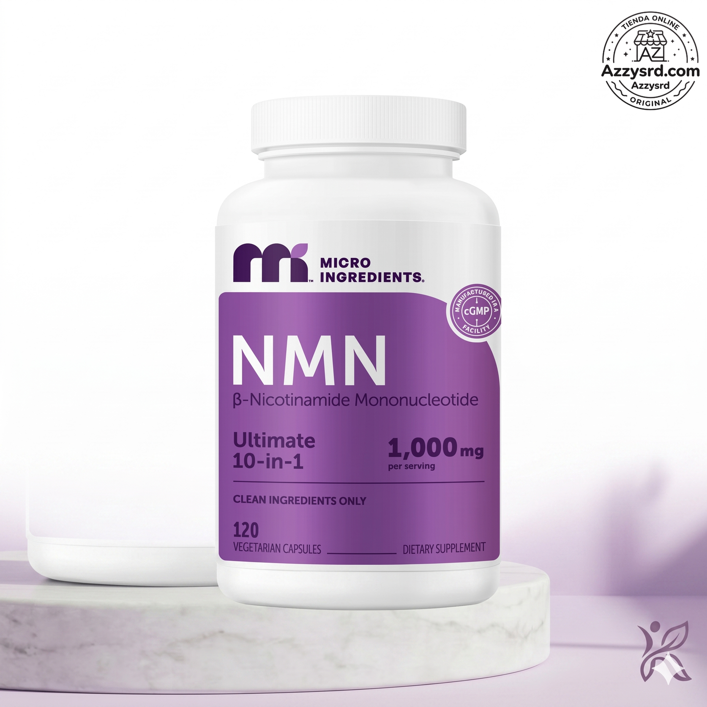 🧬Complejo NMN 10 en 1 de 1000 mg (60 Cápsulas) | Con Mononucleótido de Nicotinamida, Resveratrol, CoQ10, Quercetina y Glutatión | Potente Precursor para Energía Celular y Antienvejecimiento🌿