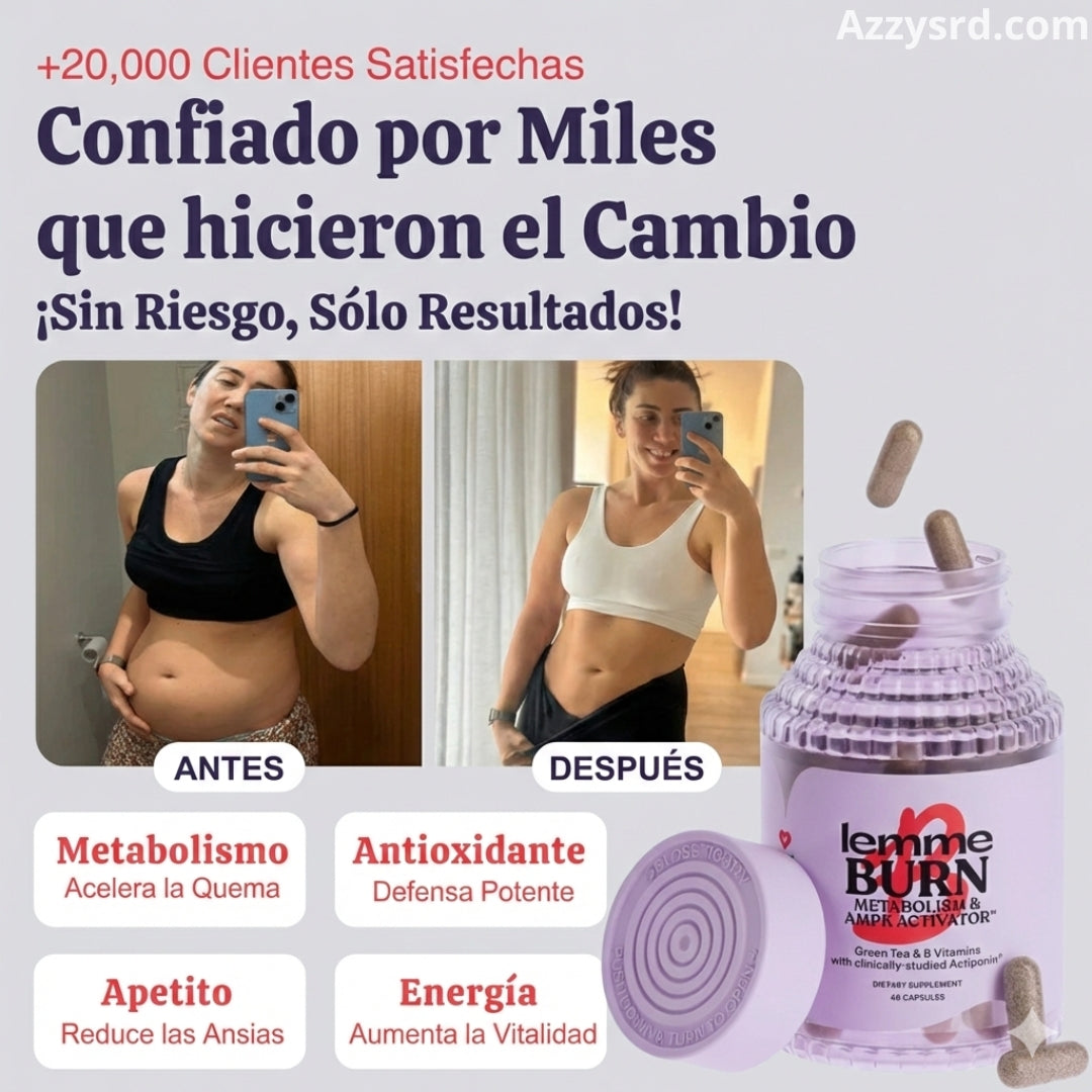💎 Lemme Burn™ | Versión Unisex 💪🔥  Línea Kardashian ✨ – 60 Cápsulas ⚡ Activa el metabolismo · 🔥 Más energía · 💥 Quema grasa inteligente ✨ Mejor versión de ti