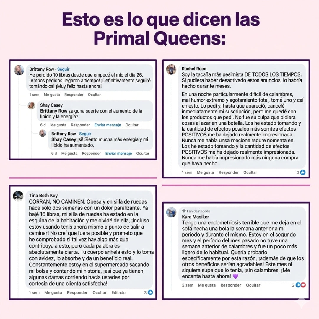 Primal Queen™ –Apoya el equilibrio hormonal femenino  Aumenta energía y resistencia natural  Favorece piel, cabello y uñas – Fuerza, Vitalidad y Balance Femenino en su Forma Más Pura