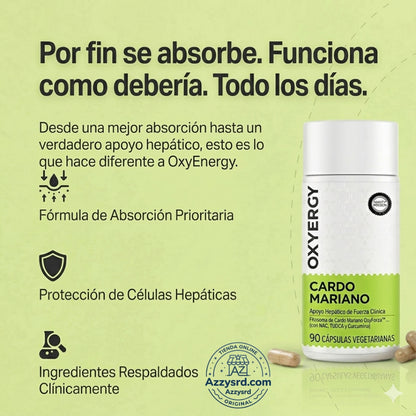 🌿 OxyEnergy™ Cardo Mariano con Silimarina 300mg 💚✨ Detox y Reparación Hepática Avanzada 🍃 Apoyo al Hígado, Colon y Digestión • Con Vitamina C, Inositol y Pueraria • Potente Acción Antioxidante 🛡️ • 90 Cápsulas Vegetarianas 💊