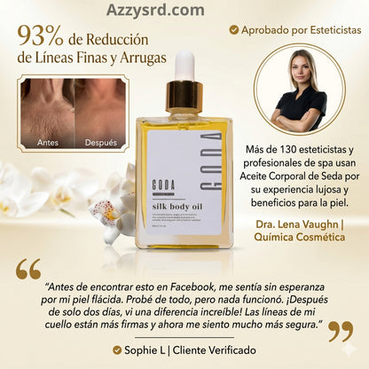 ✨ GODA Aceite Corporal de Seda™ | Reafirma, Ilumina e Hidrata Intensamente la Piel ✨ 🌸 Fórmula Antiedad de Lujo que Ayuda a Mejorar la Elasticidad, Suavizar la Apariencia de la Piel y Dejar un Acabado Sedoso y Radiante.