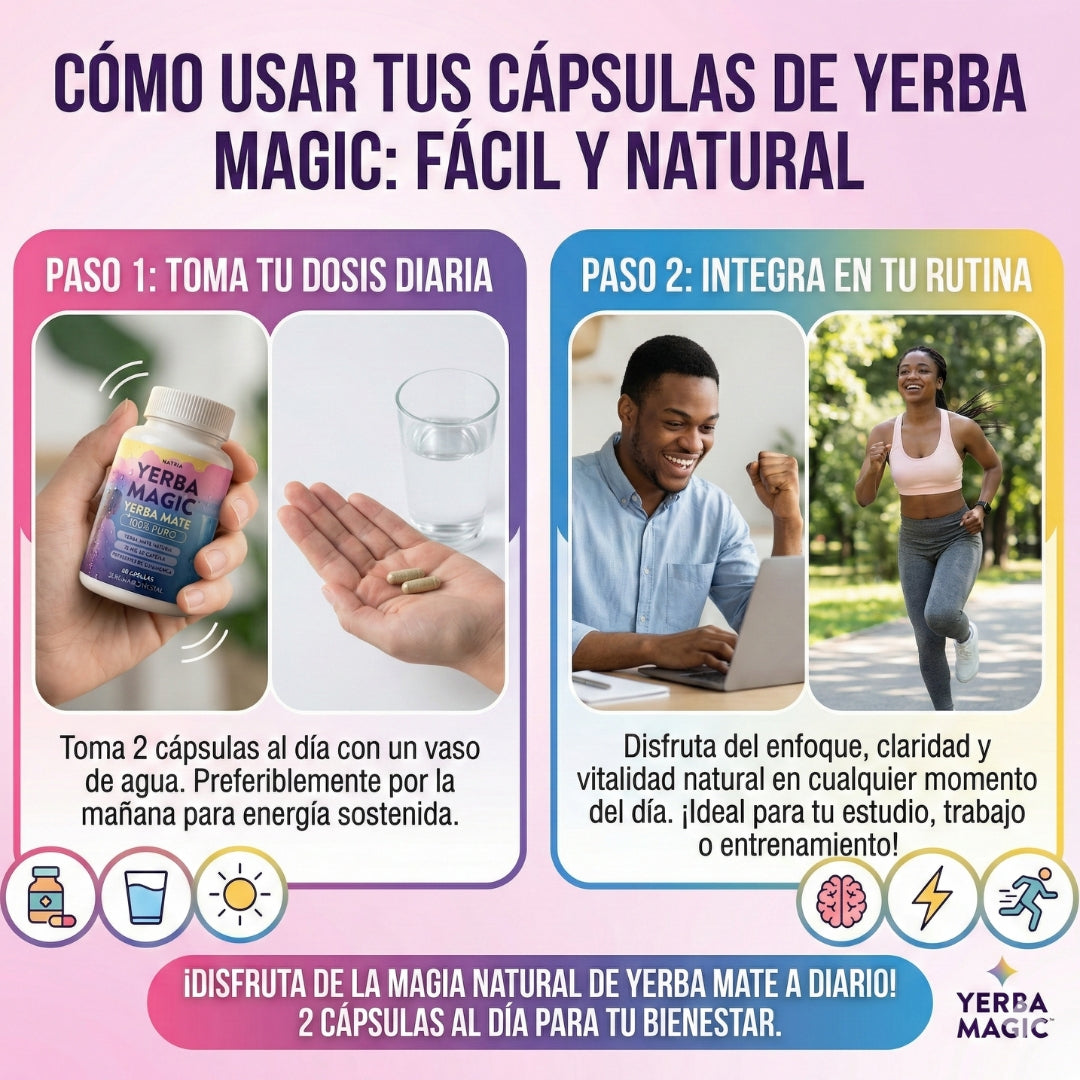 🌿 Yerba Magic™ Energía natural y claridad mental para tu día a día 60 Cápsulas | Yerba Mate Premium